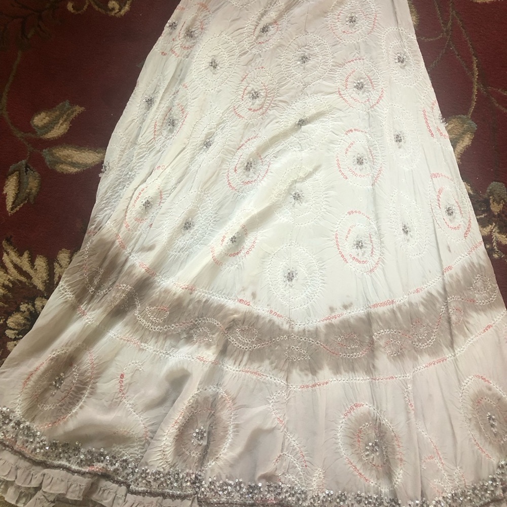 SILK,Silk , silk 100% silk boho vintage maxi skirt - Picture 7 of 9